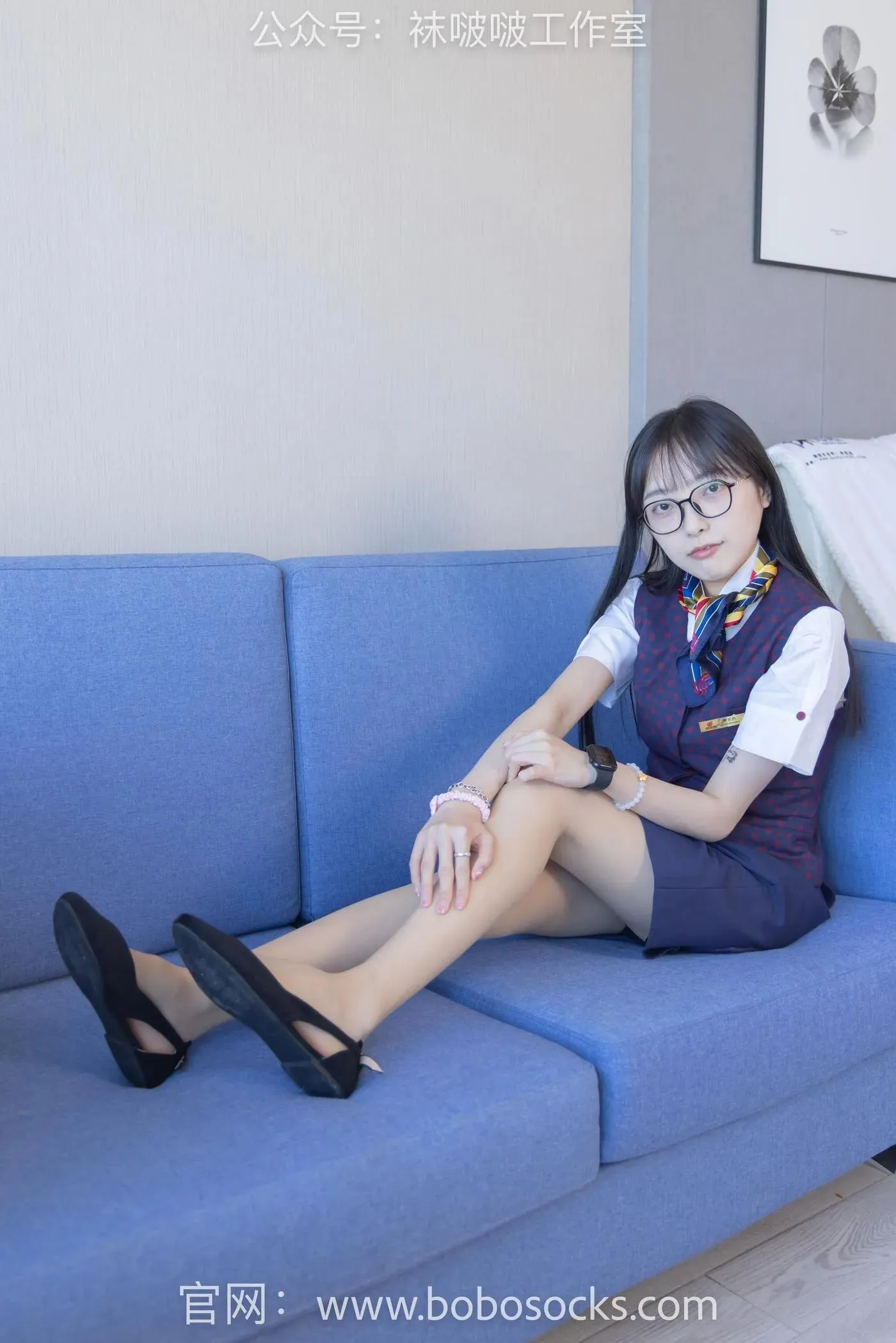 [BoBoSocks袜啵啵]NO.115 稚予-平底鞋、肉丝、空姐制服 [136P]插图8